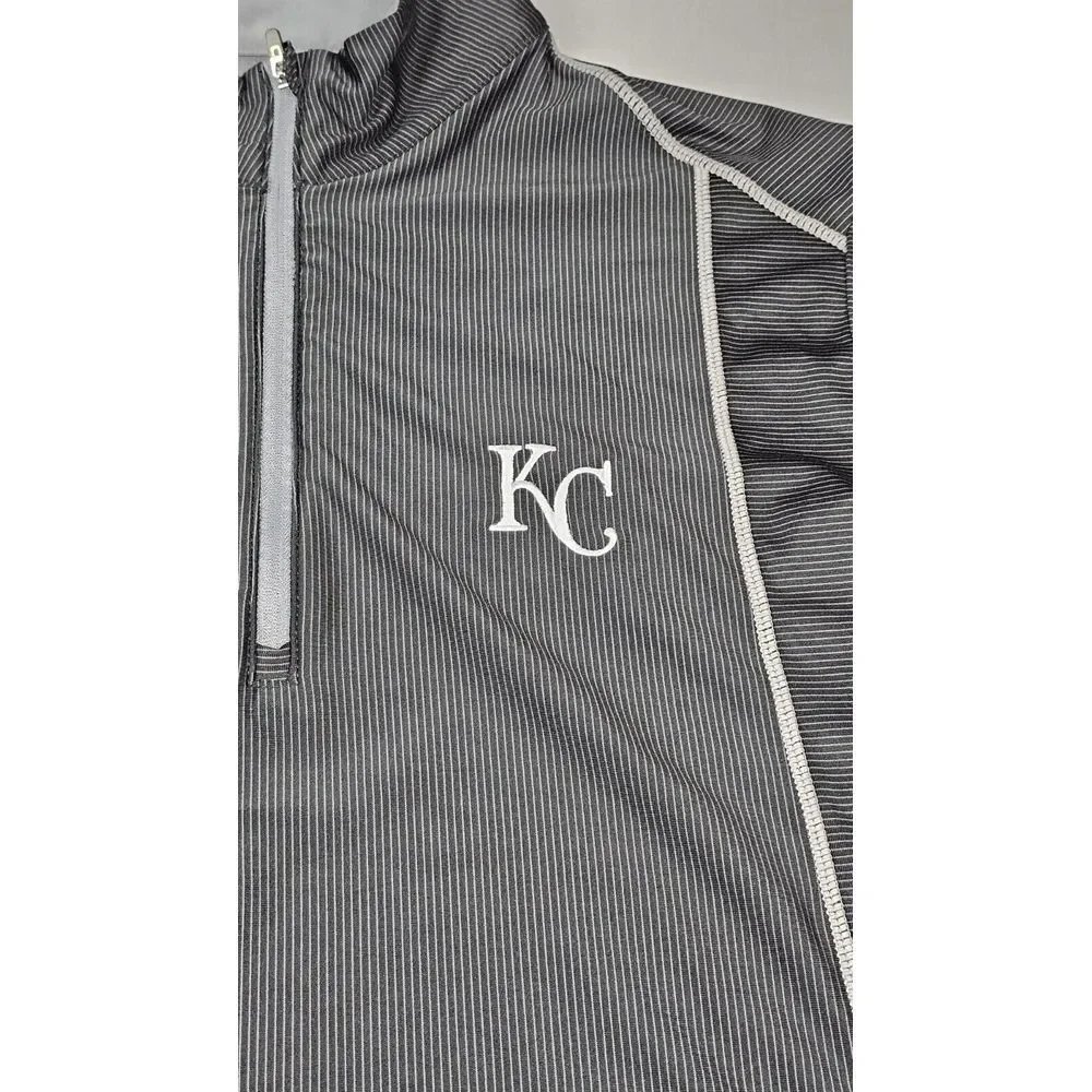 Antigua Kansas City Royals Pullover Mens Med. Qt.‎ Zip Striped Performance.